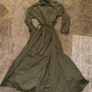 Elegant NY & CO Olive Long Sleeve Maxi Dress